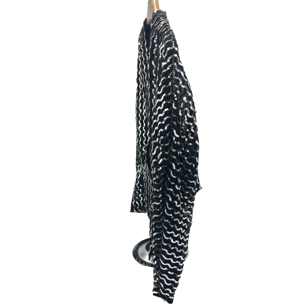 Partique New York  Women's Vintage Black Sequins V-Neck Unlined Jacket Size 10 - Picture 2 of 6